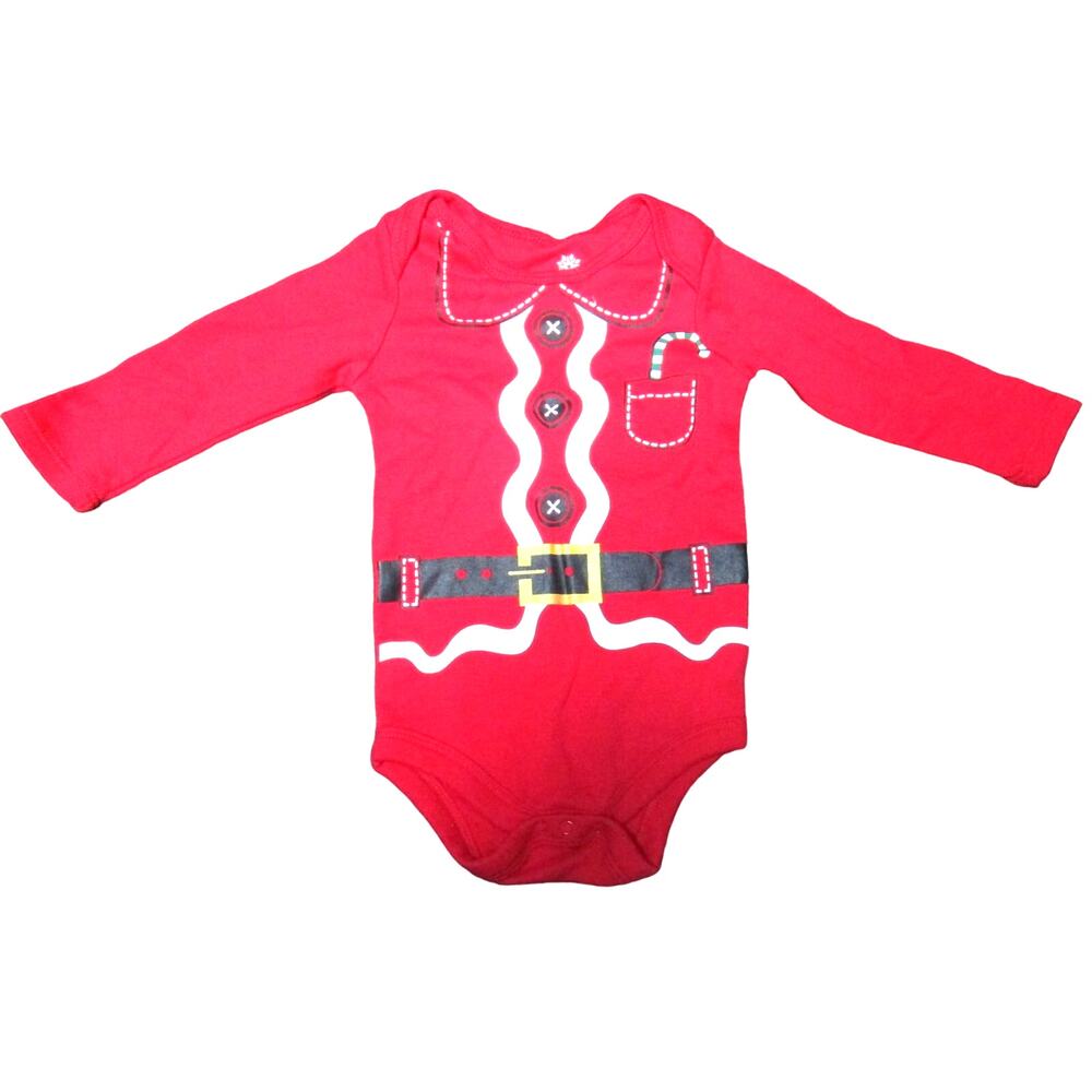 Topsville Baby Boy Santa Bodysuit Size 12 Months Red One-Piece with Candy Cane